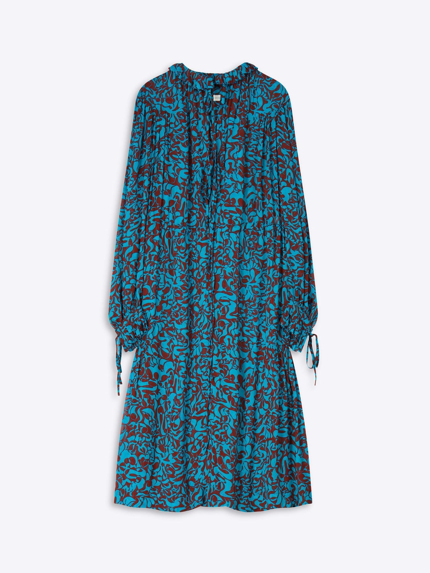 Blue floral dress on a white background - Dries Van Noten