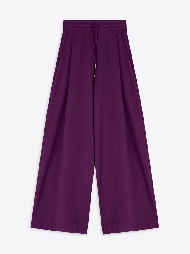 Purple wide-leg pants on a white background