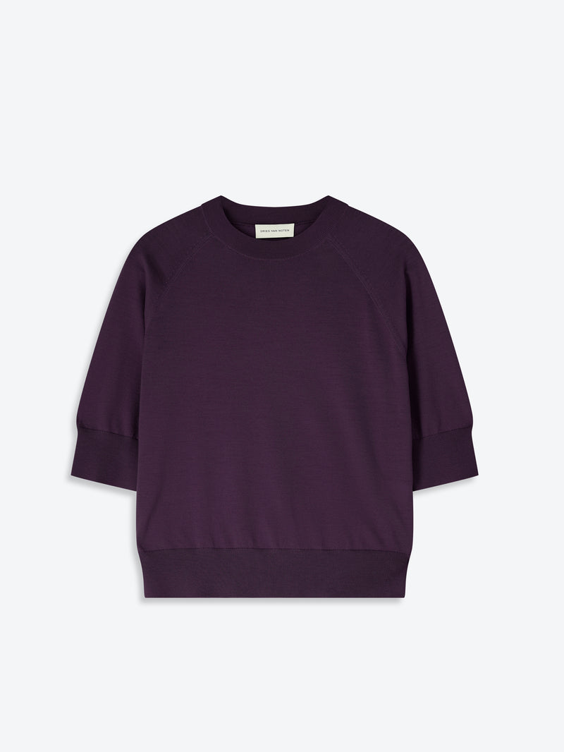 Purple sweatshirt on a light gray background