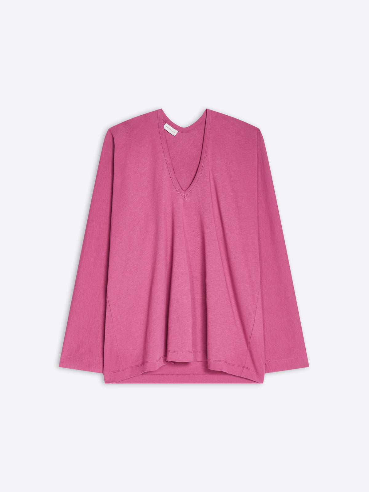 A pink long-sleeve sweater on a light gray background 