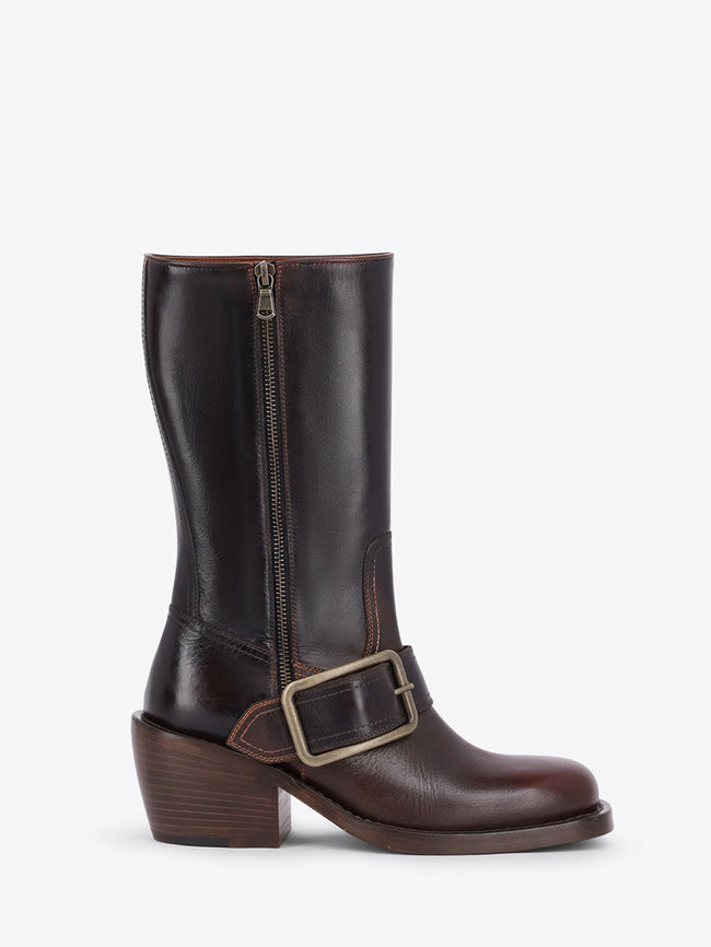 Bottes en cuir à boucles