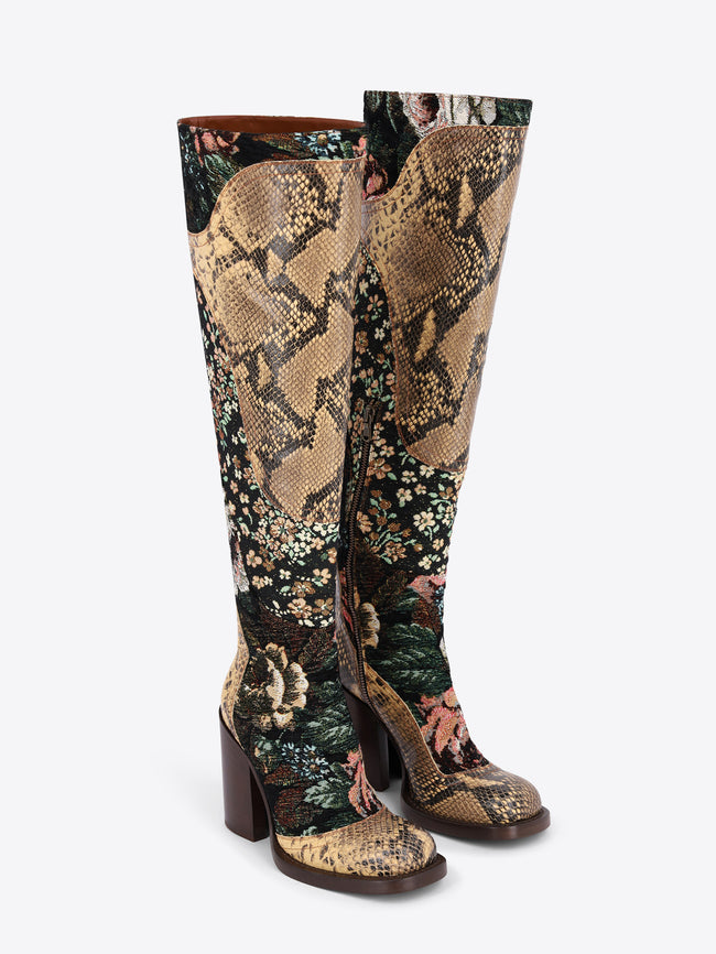 Bottes en cuir patchwork