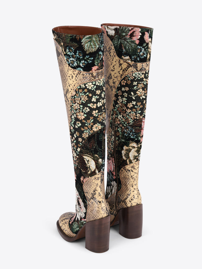 Bottes en cuir patchwork