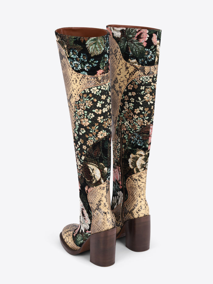 Patchwork leather boots