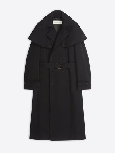 Black coat with a belt on a white background