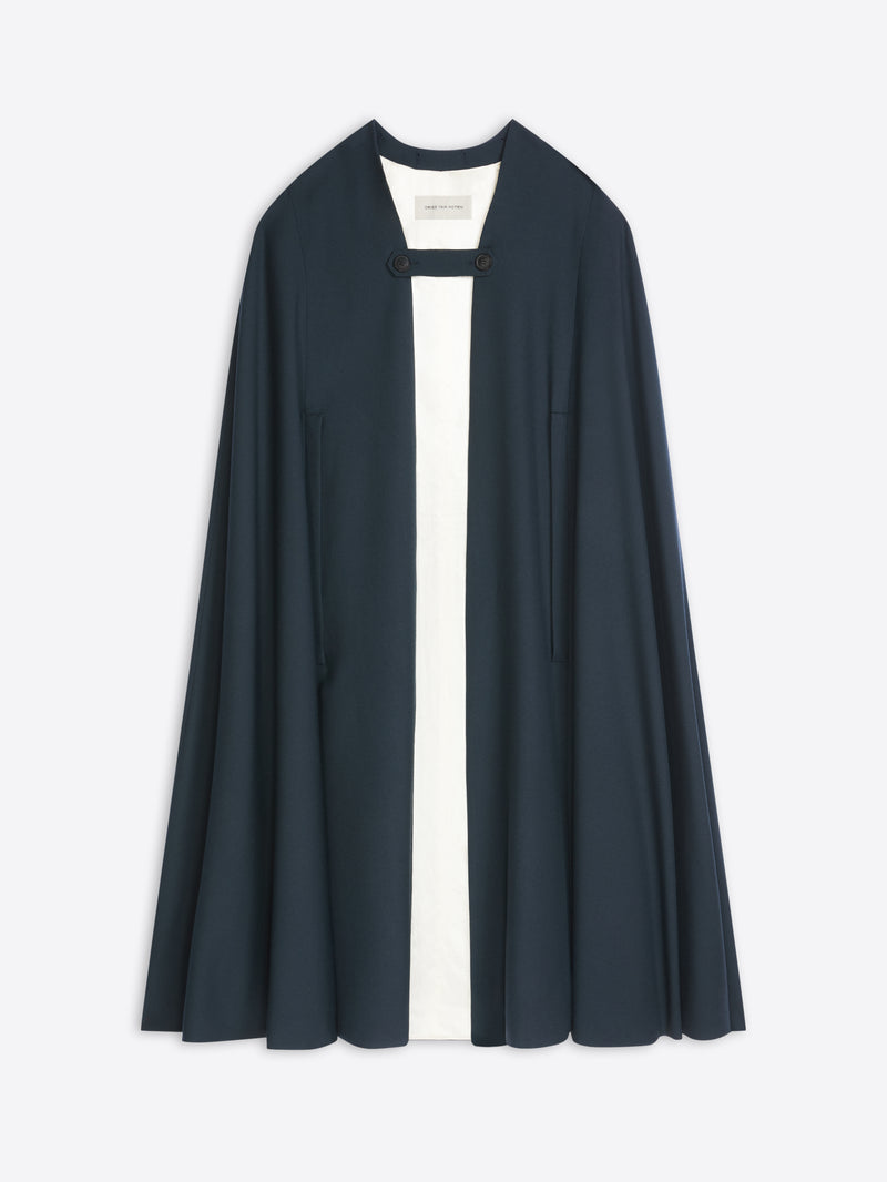 Navy blue cape on a white background