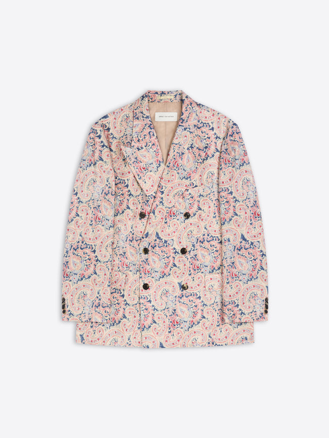 Floral patterned blazer on a white background