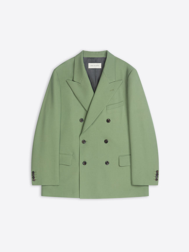 Green blazer on a white background
