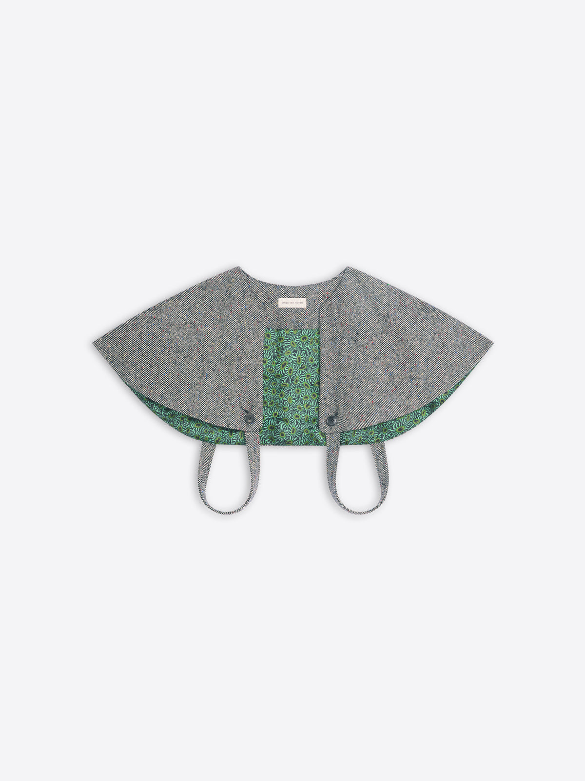 Gray cape-style garment on a white background