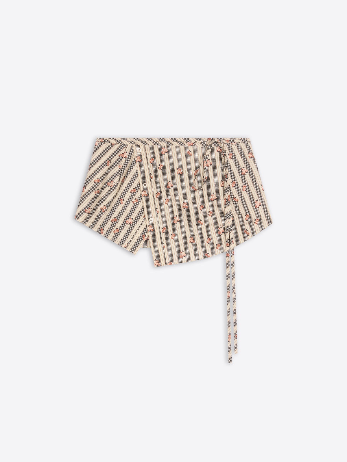 Striped cotton wrap belt with floral pattern on a white background