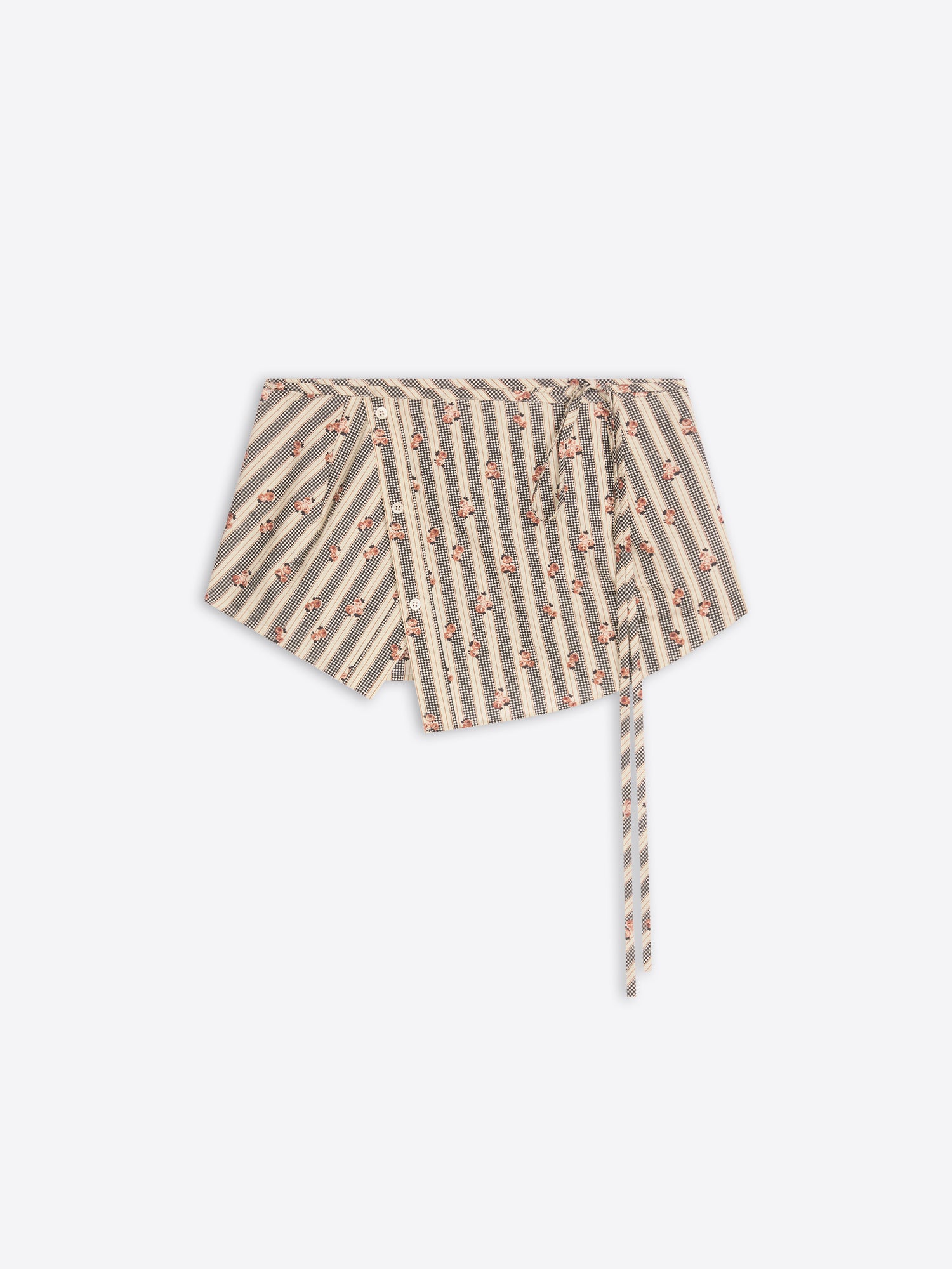 Striped cotton wrap belt with floral pattern on a white background