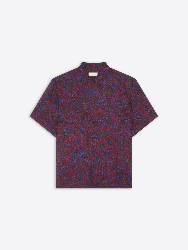 Short-sleeve shirt with a pattern on a white background