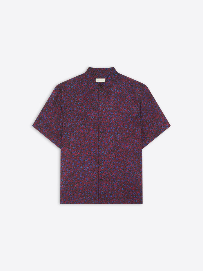 Short-sleeve shirt with a pattern on a white background