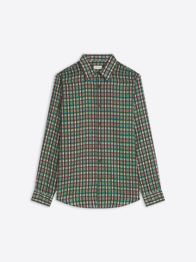 Green checkered shirt on a white background