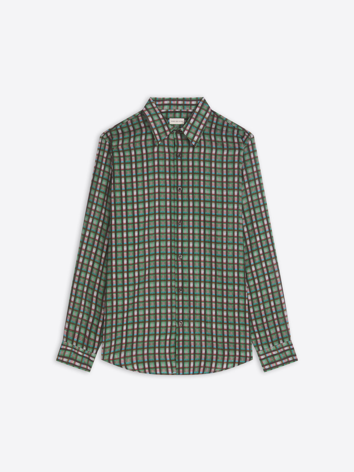 Green checkered shirt on a white background