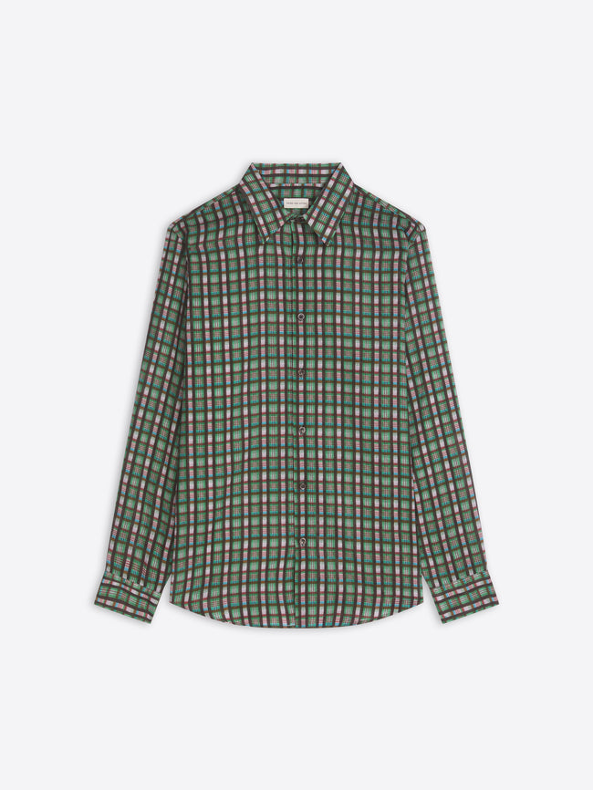 Green checkered shirt on a white background