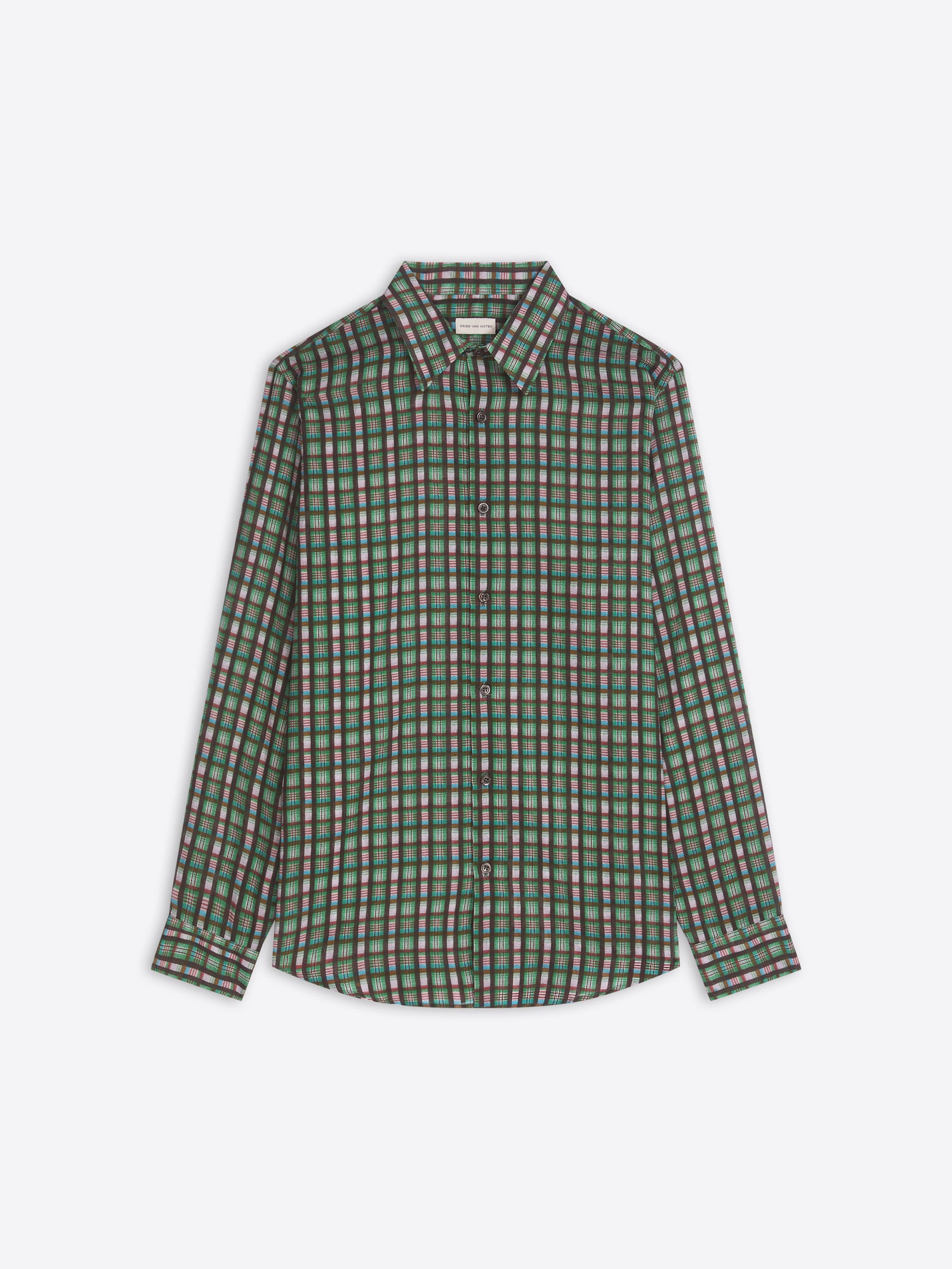 Green checkered shirt on a white background