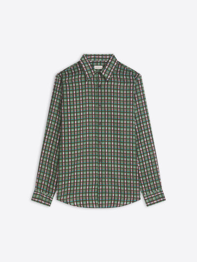 Green checkered shirt on a white background