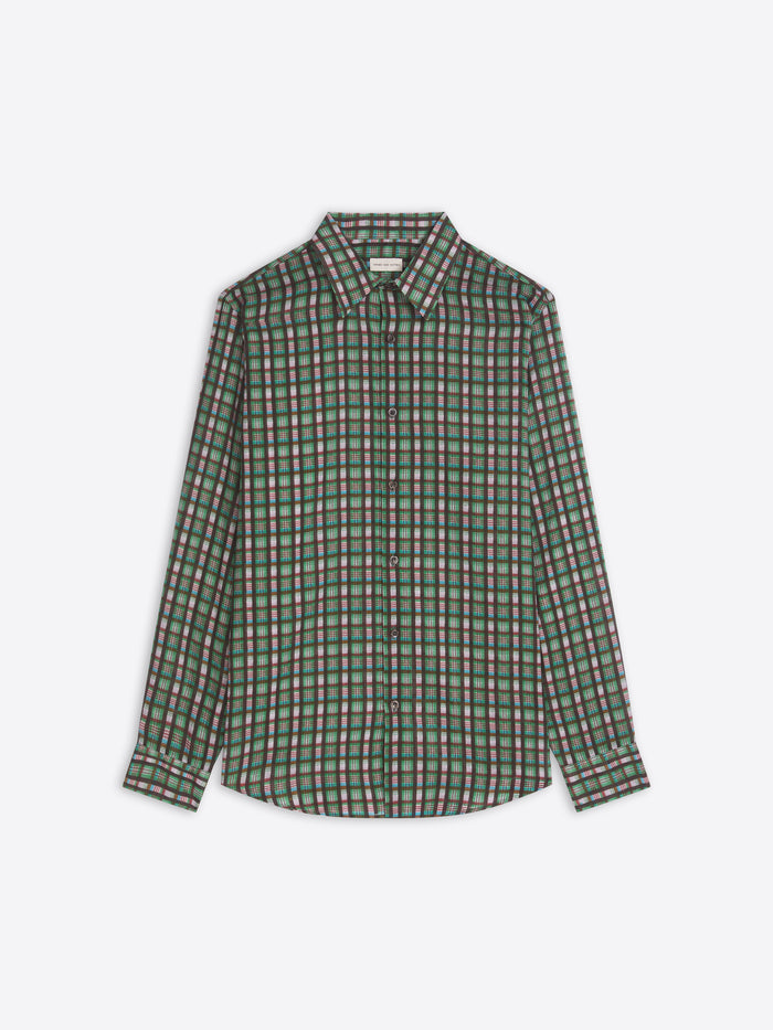 Green checkered shirt on a white background