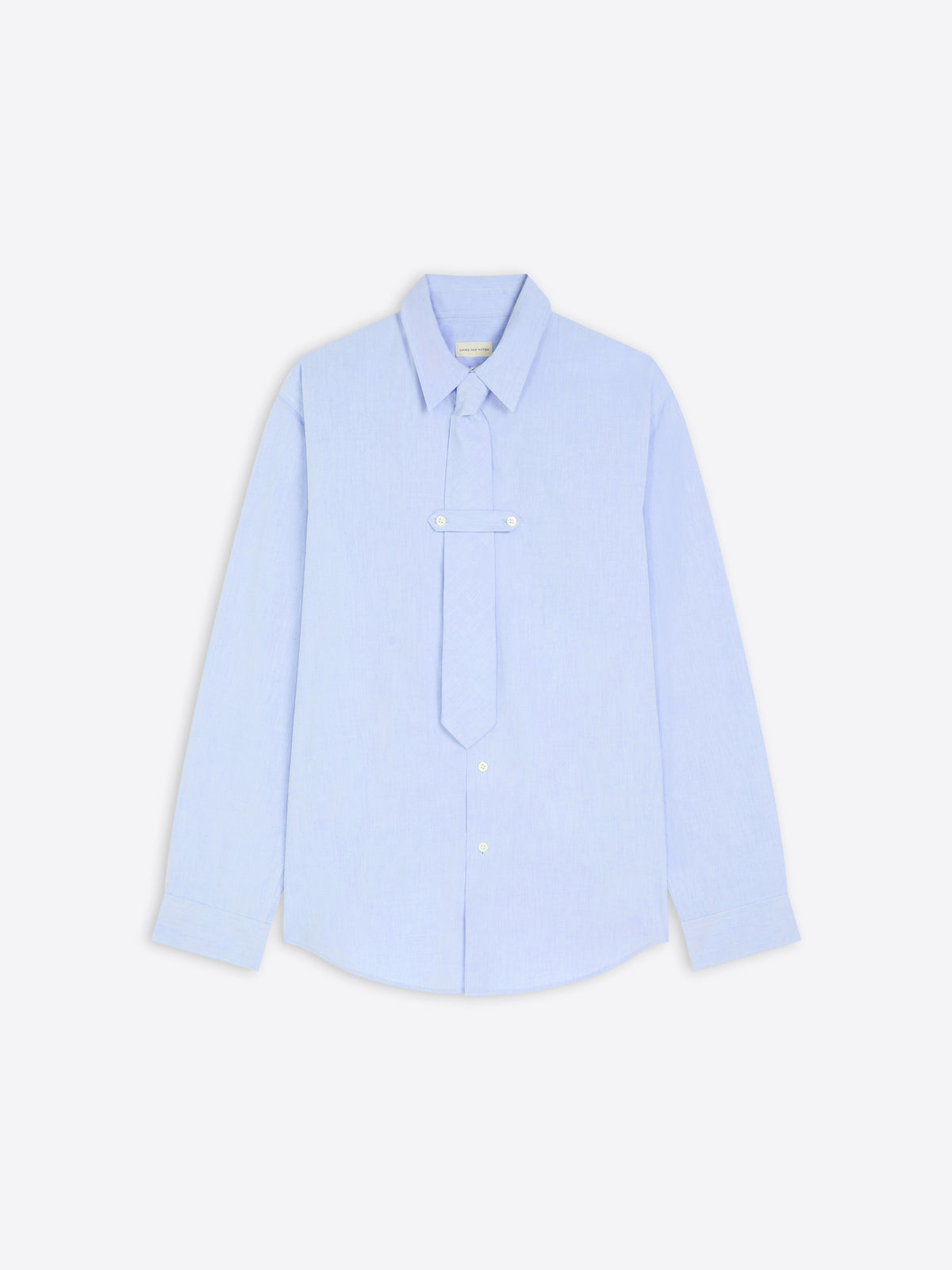 Light blue shirt with a tie on a white background