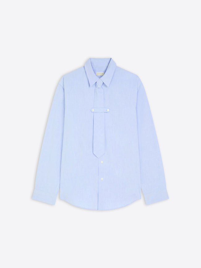 Light blue shirt with a tie on a white background