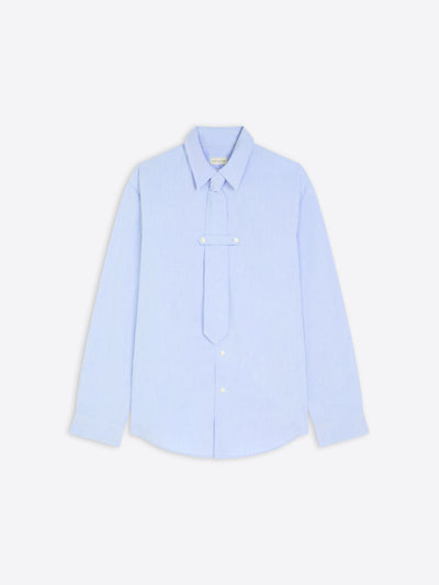 Light blue shirt with a tie on a white background