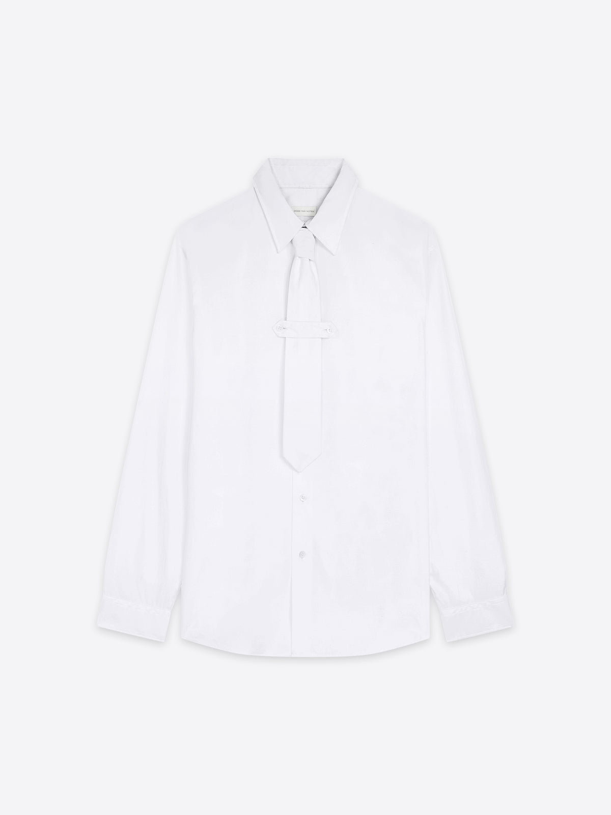 White blouse with a tie neckline on a white background