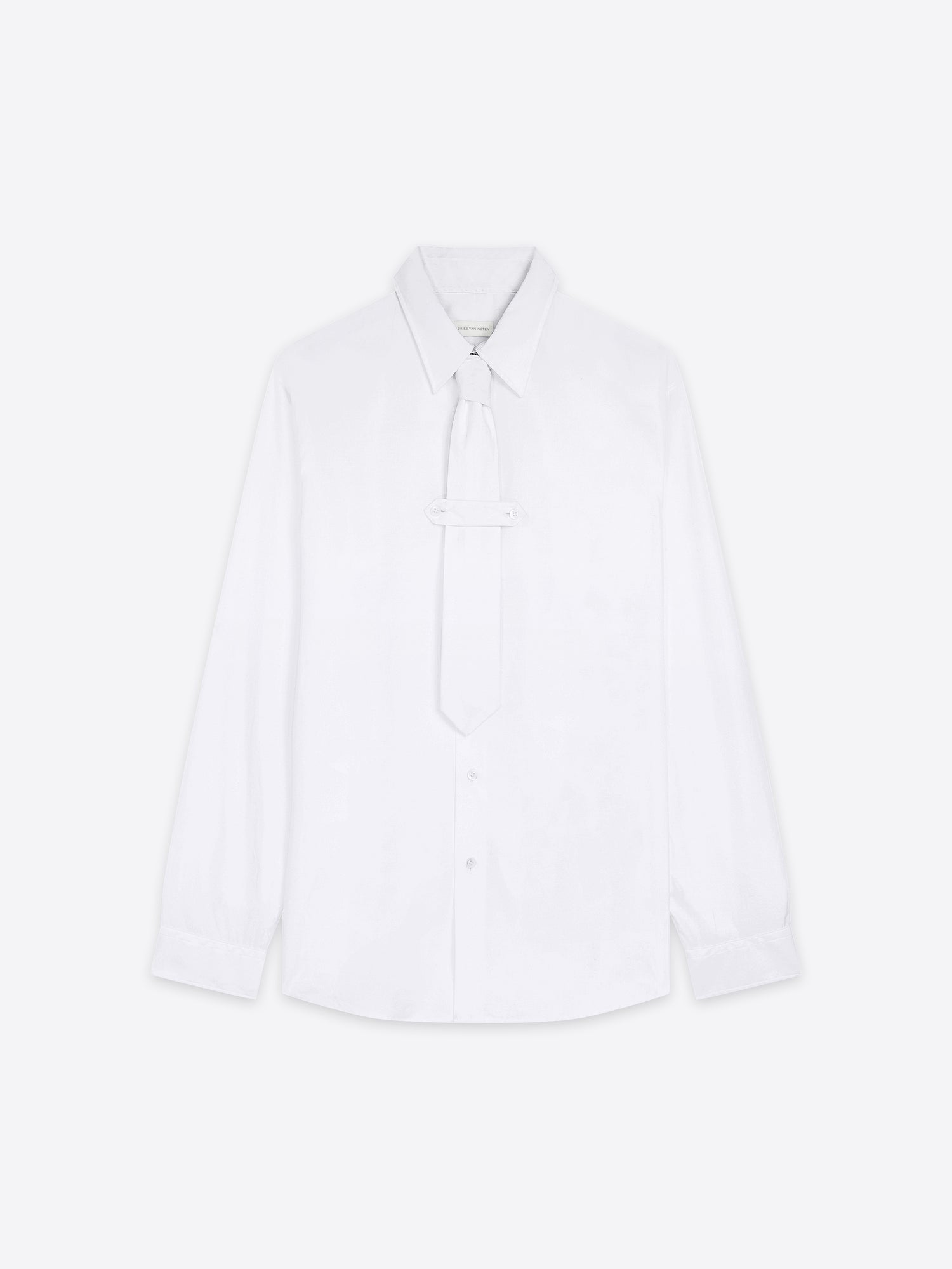 White blouse with a tie neckline on a white background