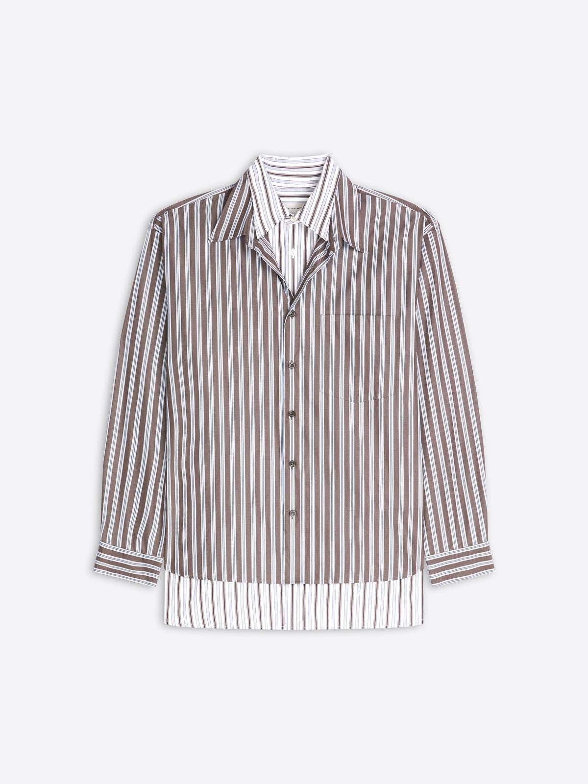 Striped shirt with a white collar on a white background