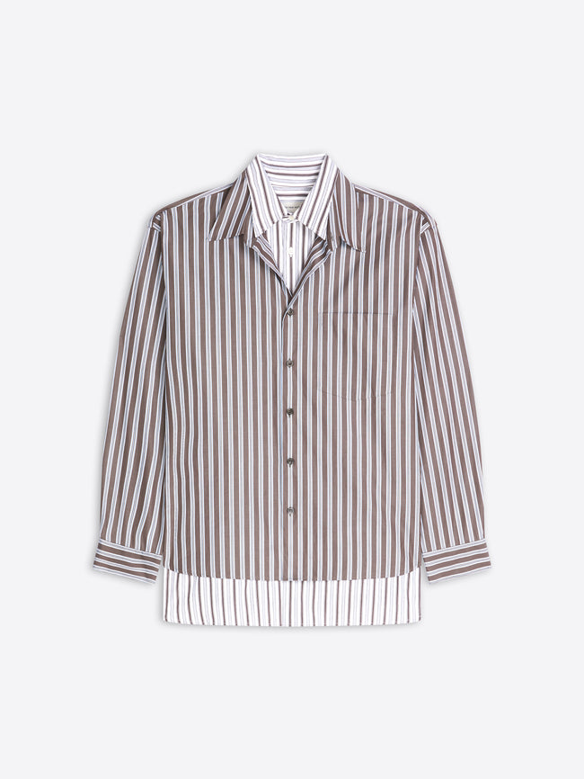 Striped shirt with a white collar on a white background