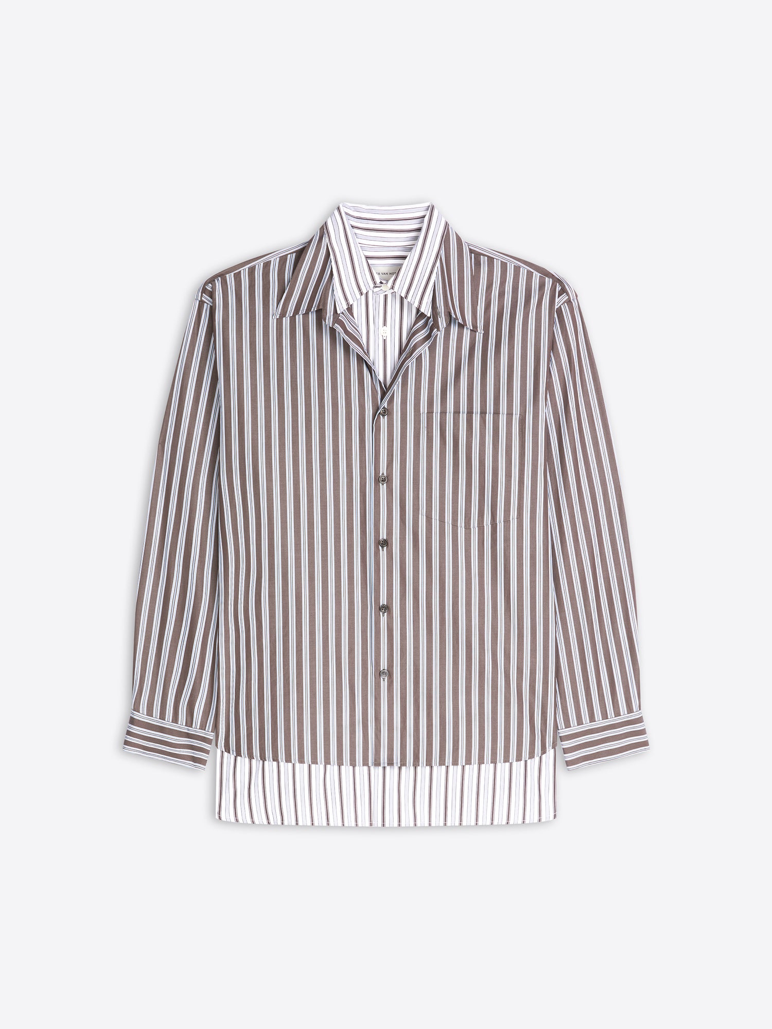 Striped shirt with a white collar on a white background