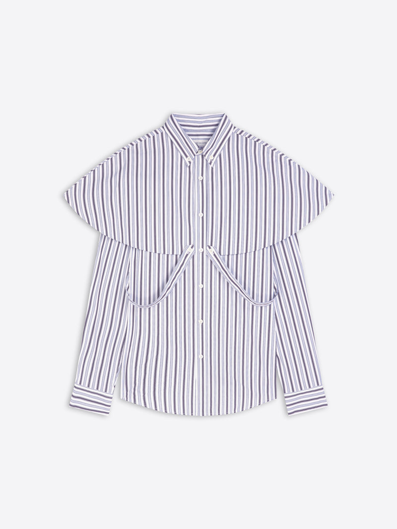 Striped shirt with ruffled sleeves on a white background