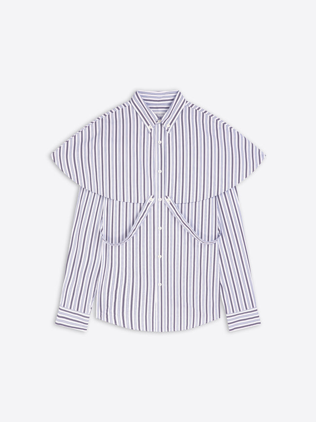 Striped shirt with ruffled sleeves on a white background