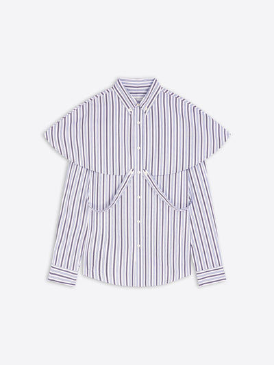 Striped shirt with ruffled sleeves on a white background