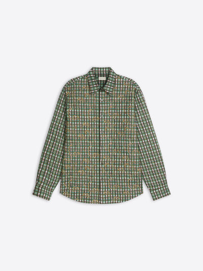 Green plaid shirt on a white background