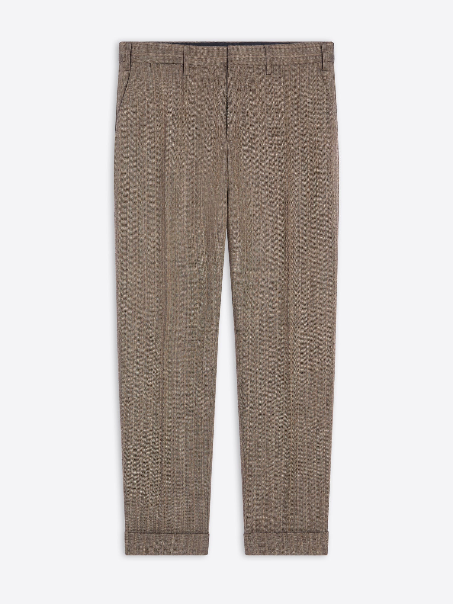 Brown plaid pants on a white background