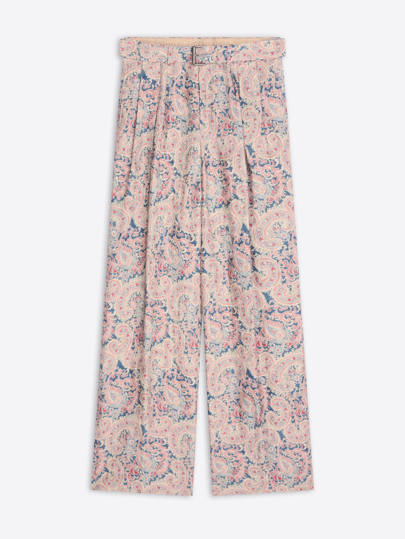 Floral patterned pants on a white background