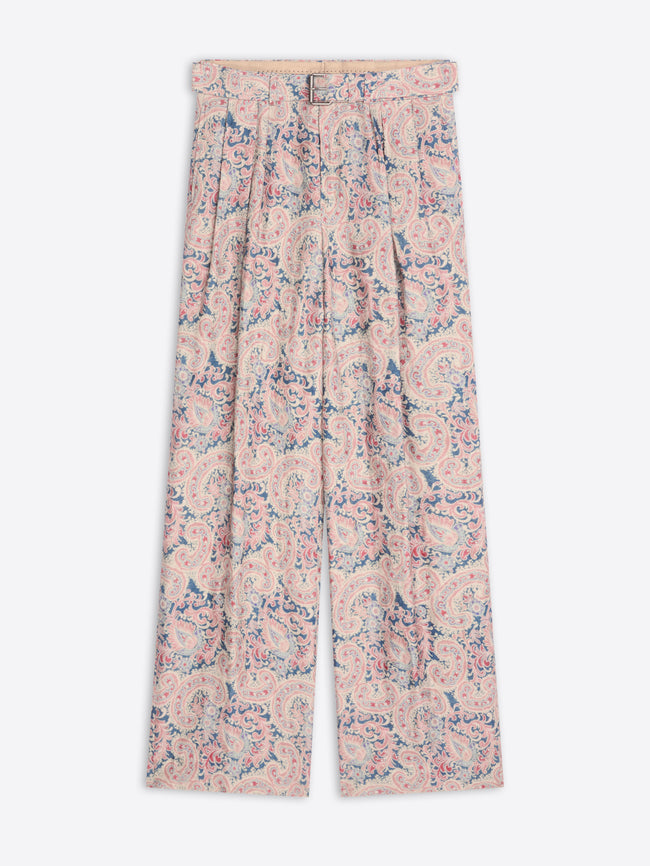 Floral patterned pants on a white background
