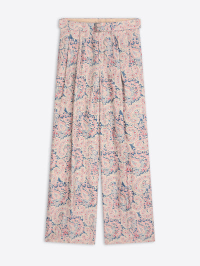 Floral patterned pants on a white background