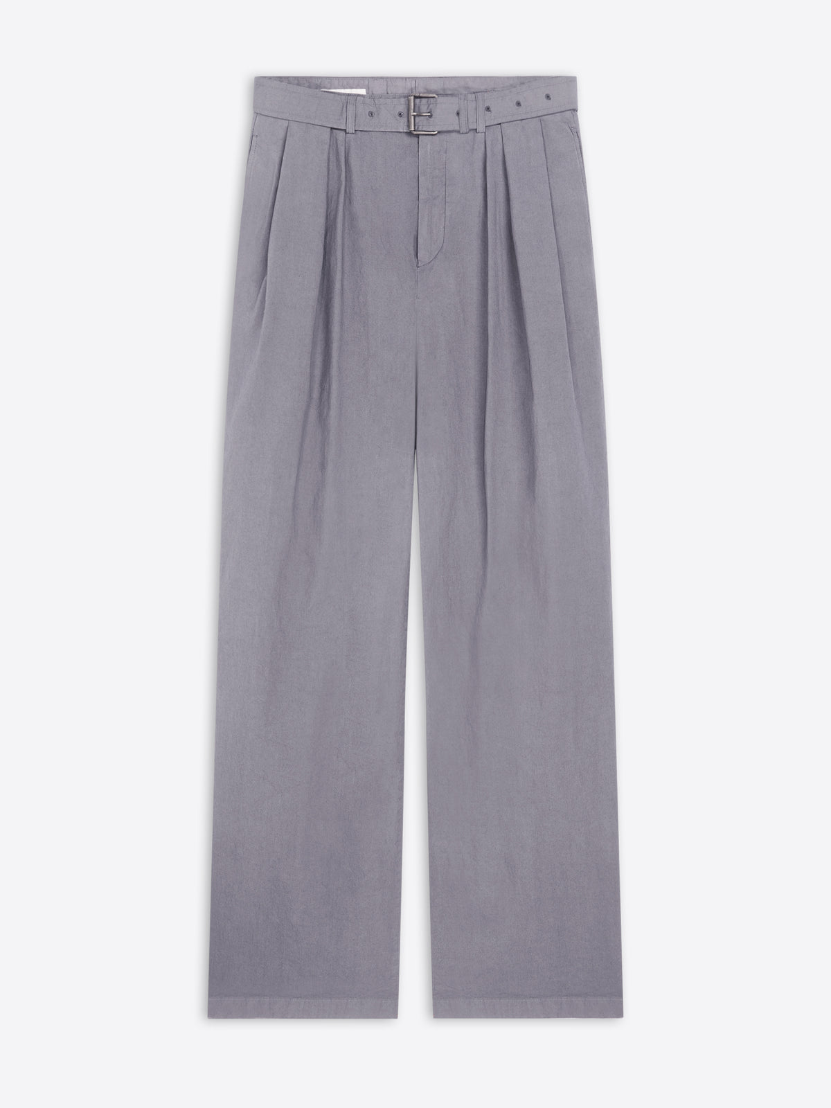 Gray pleated pants on a white background