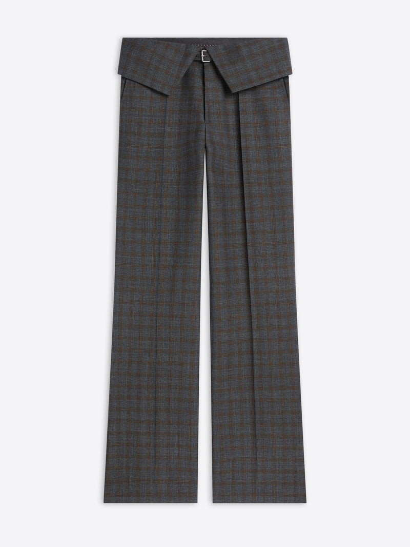 Gray checkered pants on a white background