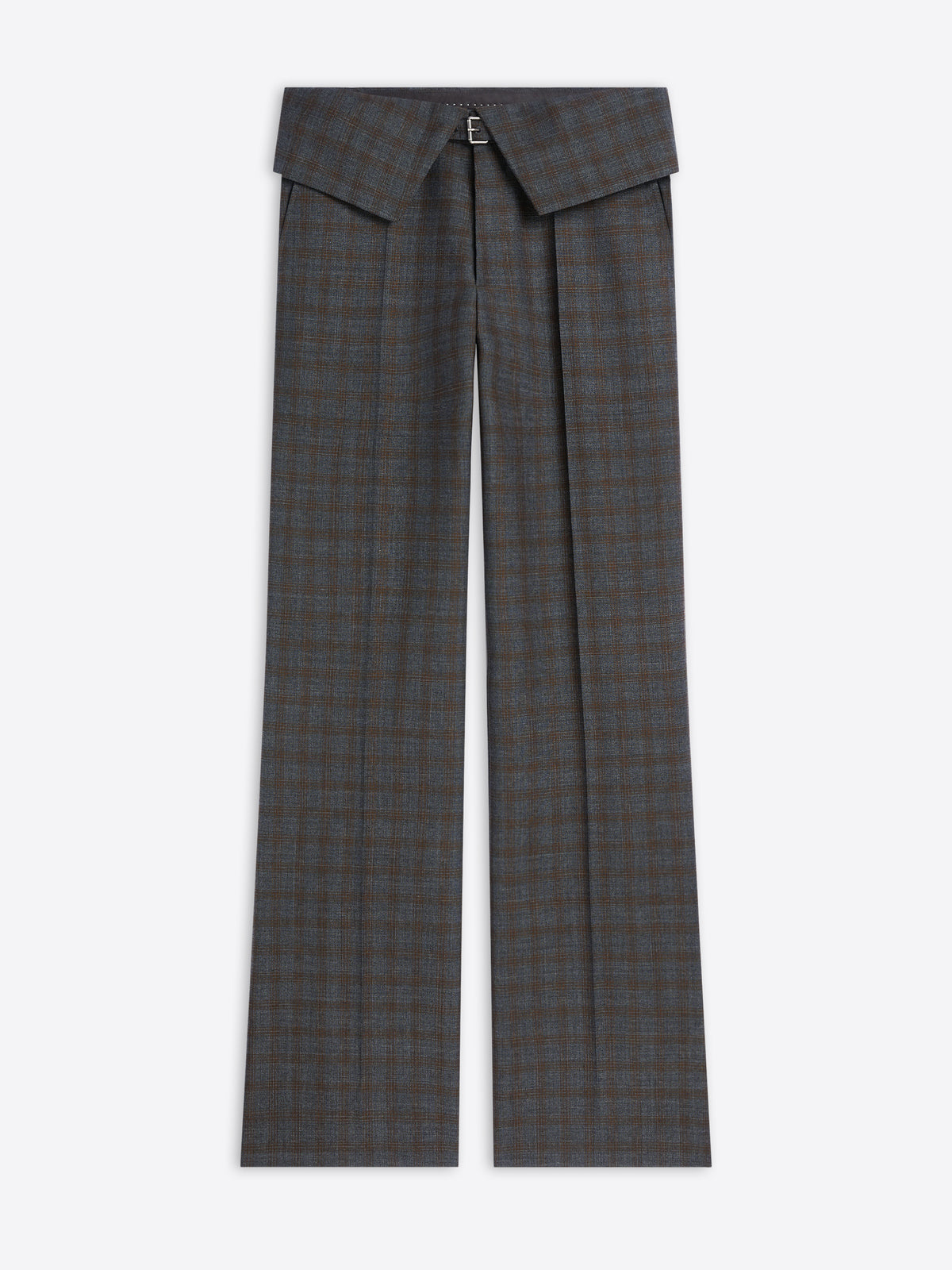 Gray checkered pants on a white background