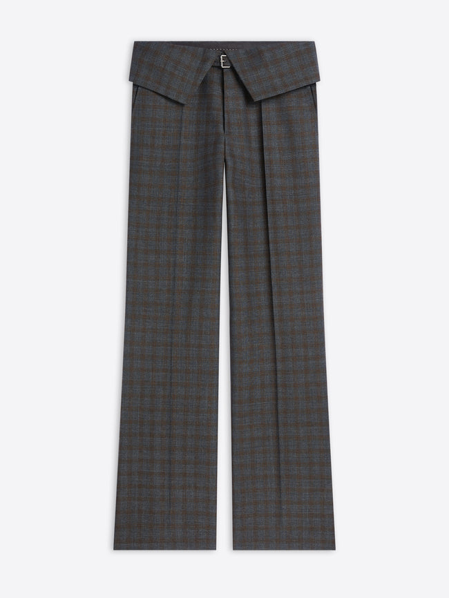 Gray checkered pants on a white background