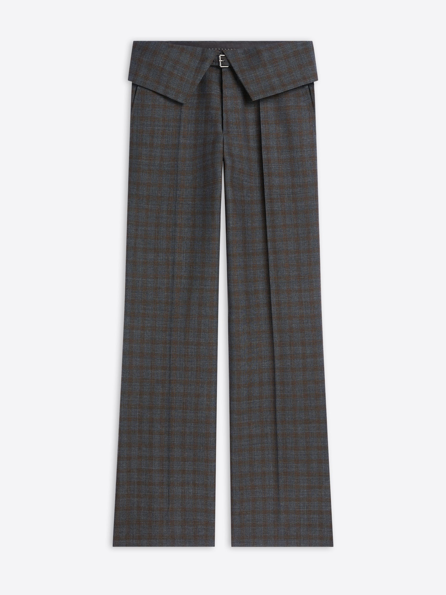 Gray checkered pants on a white background