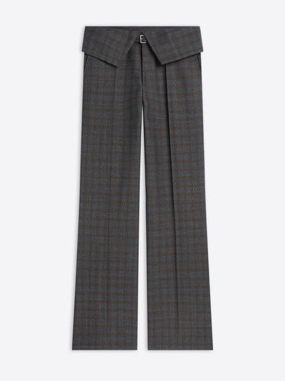 Gray checkered pants on a white background