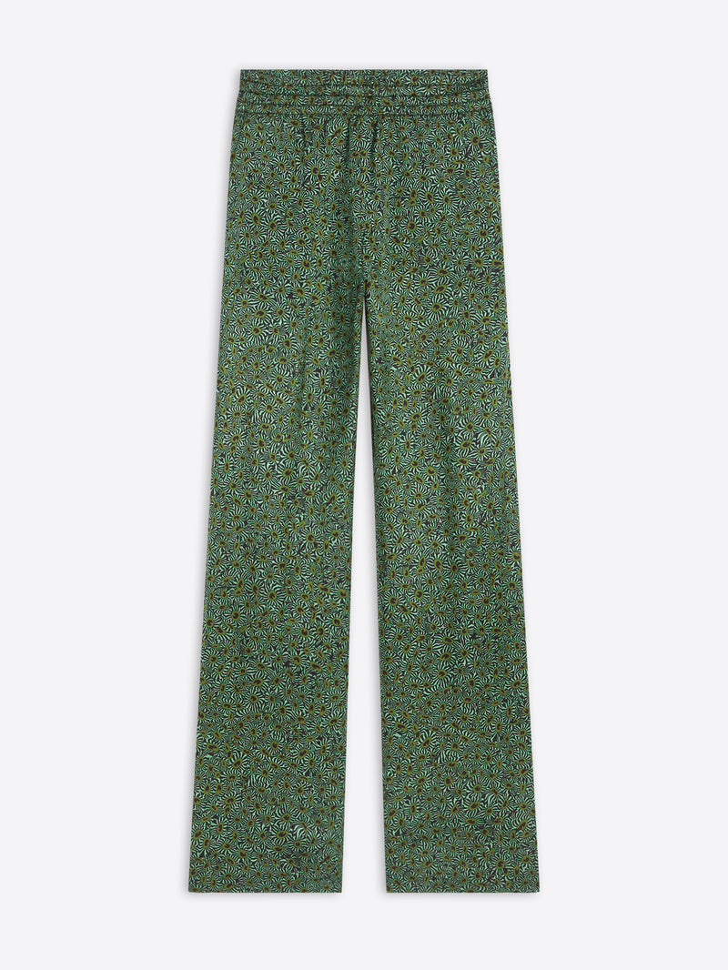 Green patterned pants on a white background