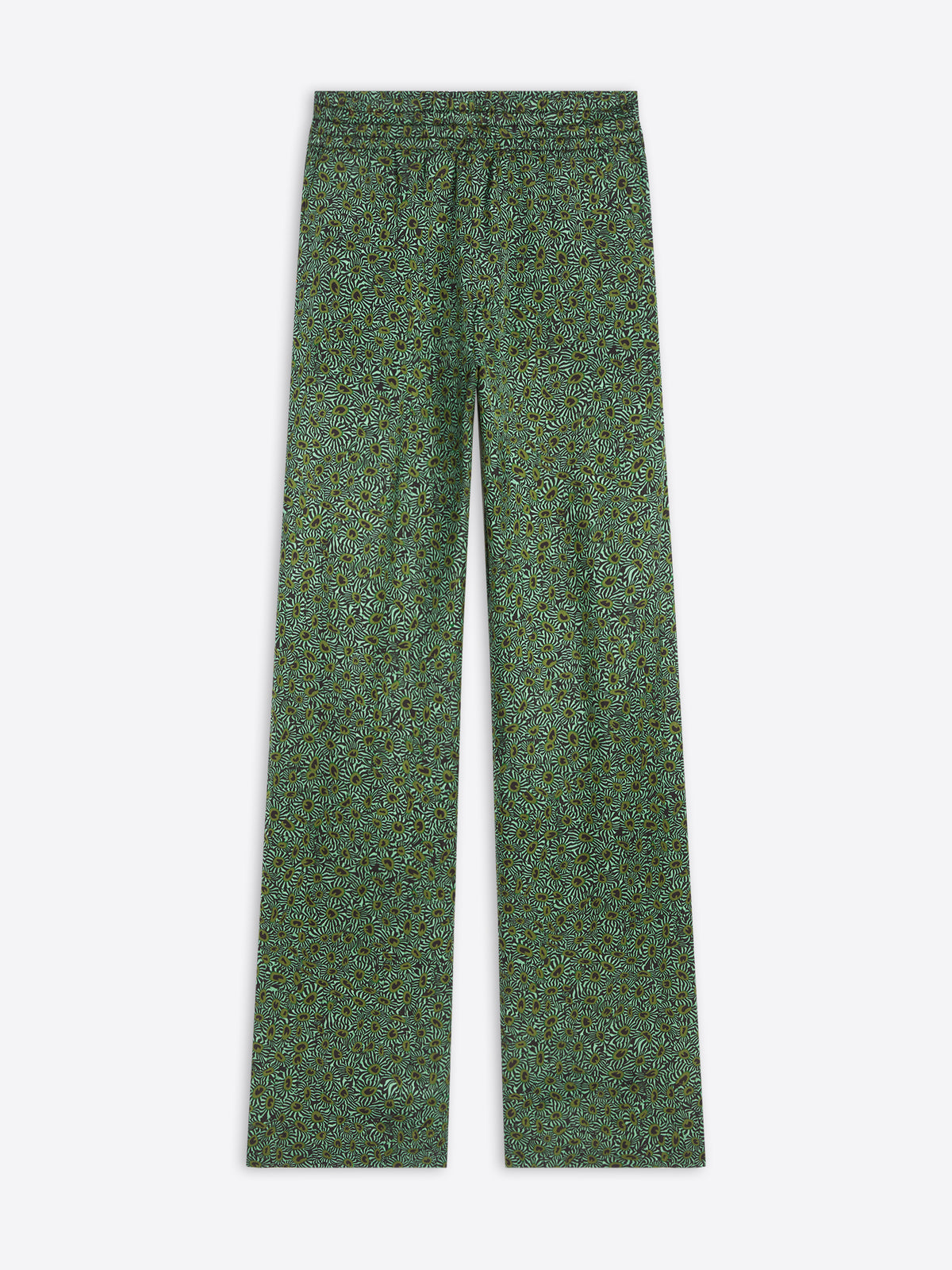 Green patterned pants on a white background