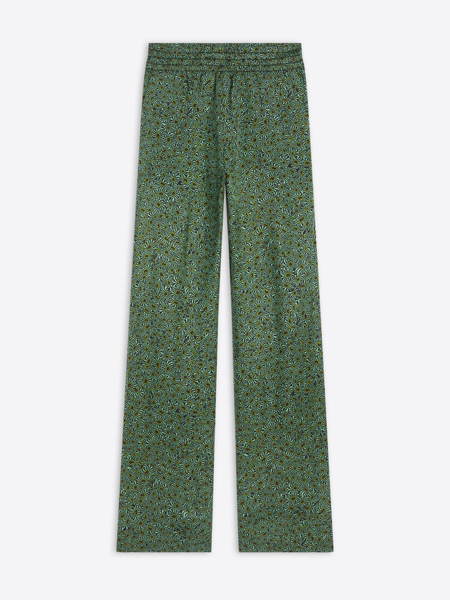 Green patterned pants on a white background