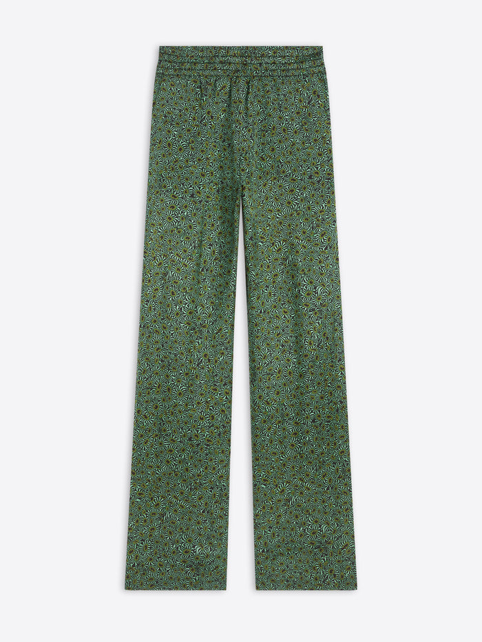 Green patterned pants on a white background