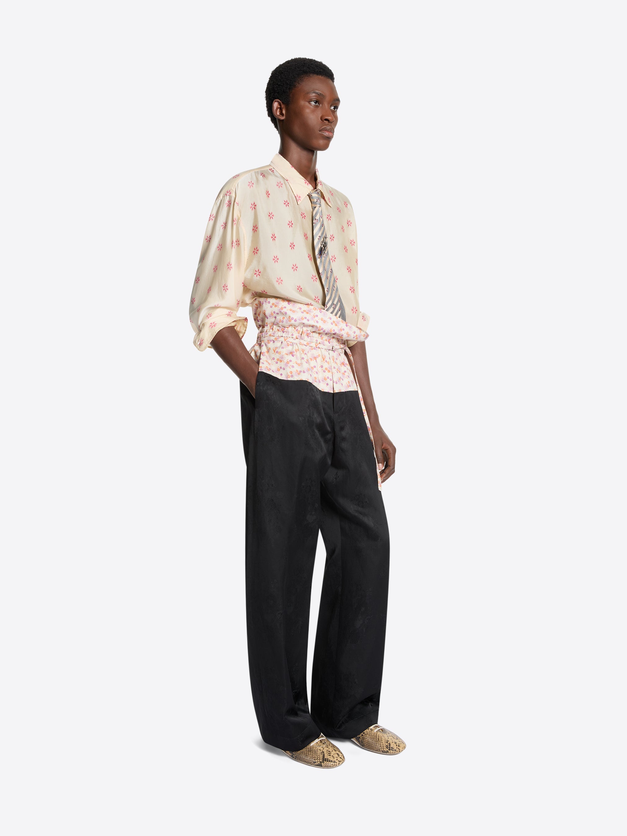 Contrast waist jacquard pants - Autumn-Winter Men | Dries Van Noten